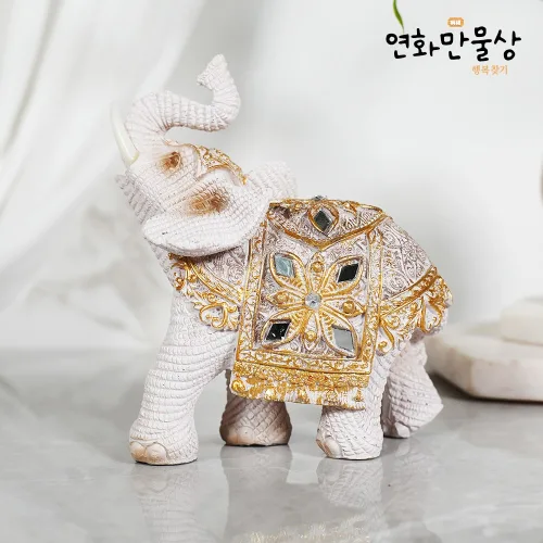 연화만물상 상아색 황금포인트 코끼리 장식 풍수 인테리어, A 행운