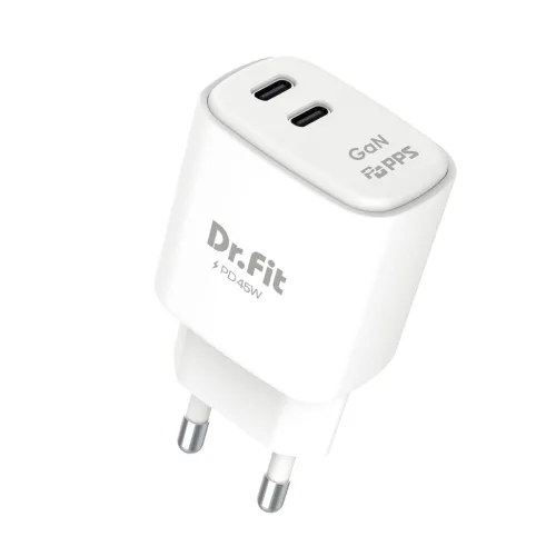닥터핏 GaN PD 45W PPS 2포트 초고속 가정용충전기, 1개, 화이트