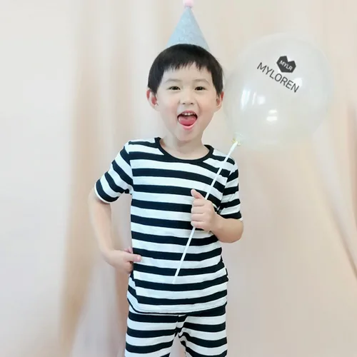 마이로렌 빠삐용 유아동 스트라이프 슬럽 7부 실내복 상하세트