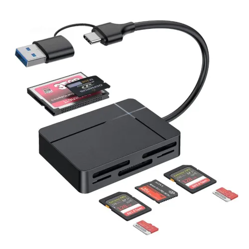라온디지털 7in1 C타입 멀티 카드리더기, CR-700C, 블랙, 1개