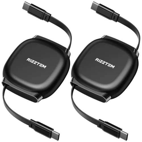 리즈템 C TO C케이블 240w 초고속 충전케이블 c타입 1m 릴 케이블 노트북 맥북, 2개, 블랙, 1m
