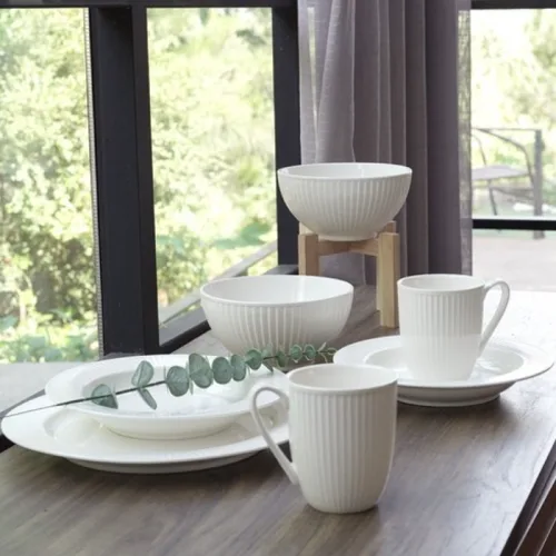화이트 2인 도자기 그릇 접시 다이닝 식기세트 집들이 선물, 화이트, 1세트, 7p