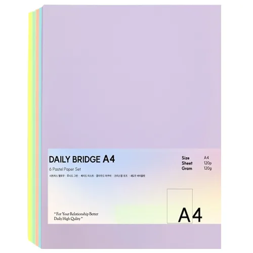 데일리브릿지 A4 파스텔 6컬러 프리미엄 색지 세트, 120g, 1팩
