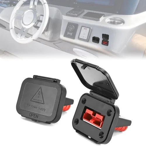 2개 50A 배 퀵 커넥트디스커넥트 플러그 6-16 AWG 플러시 마운트 덮개 포함 케이블 커넥터 및 단자 50A