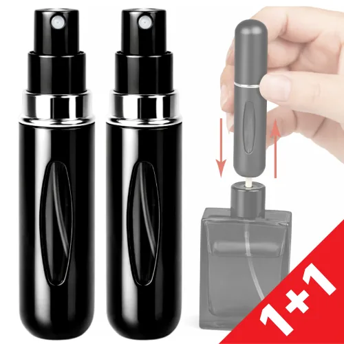 픽앤비 새지않는 펌핑식 5ml 향수 공병, 2개, 블랙
