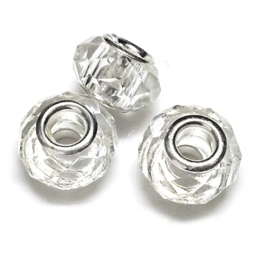 Bead 팔찌참 14mm 글래스론델 한팩 6알, 컬러선택, 컷론델 (투명)