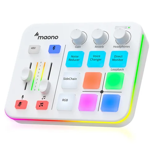 마오노 RGB 블루투스 오디오 게이밍 방송용 스트리밍용 인터페이스, 화이트, G1 NEO