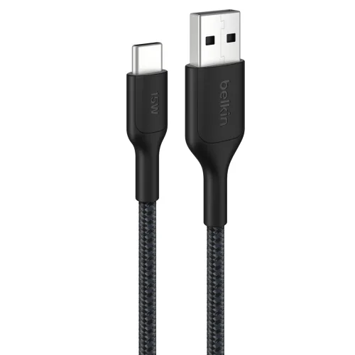 벨킨 USB A-C USB IF 브레이디드 케이블 CAB022fq, 블랙(CAB022fq3MBK), 1개, 3m