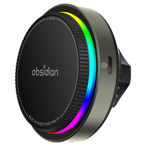 옵시디언 차량용 Qi2 25W e쿨링 갤럭시 아이폰 맥세이프 펠티어 핸드폰 고속 무선충전 거치대, CT-MW11PE, 블랙