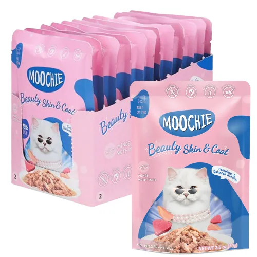 무치 민스 미티 젤리 고양이 다이어트 헤어볼 피모 체중 휴먼그레이드 습식 파우치, 70g, 12개, 참치닭고기 민스(피모)
