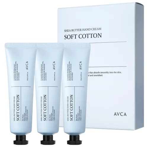 아브카 시어버터 핸드크림 소프트 코튼, 3개, 50ml