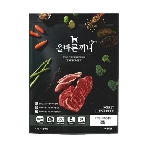 국개대표 강아지 올바른끼니 플러스 소고기 초록잎홍합 기능성 사료, 뼈/관절강화, 1.2kg, 1개