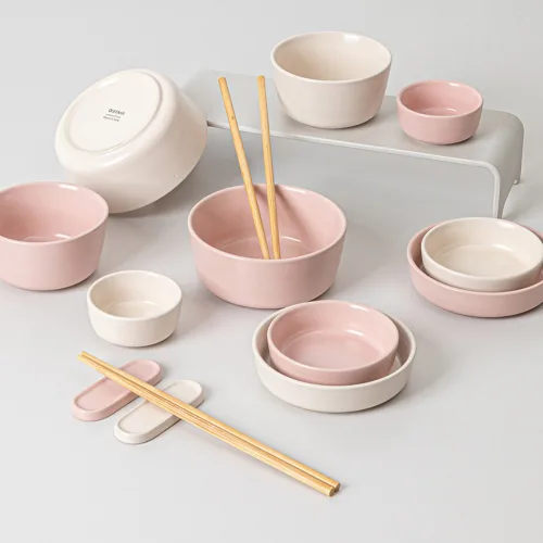 도자기 2인 그릇세트 밥그릇 국그릇세트, 1세트, 14P, P-화이트