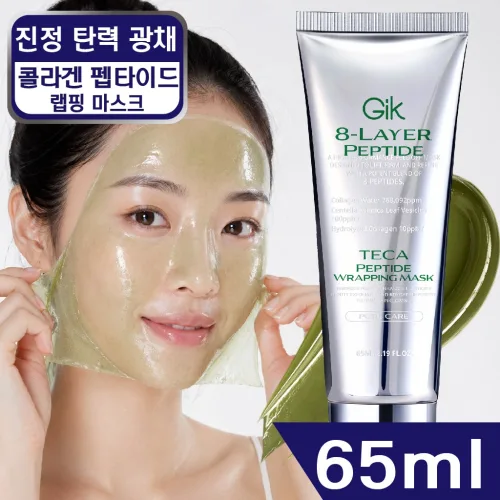 GIK 테카 콜라겐 펩타이드 진정 탄력 광채 3중 필 오프 나이트 랩핑 마스크 팩, 1개, 1개입
