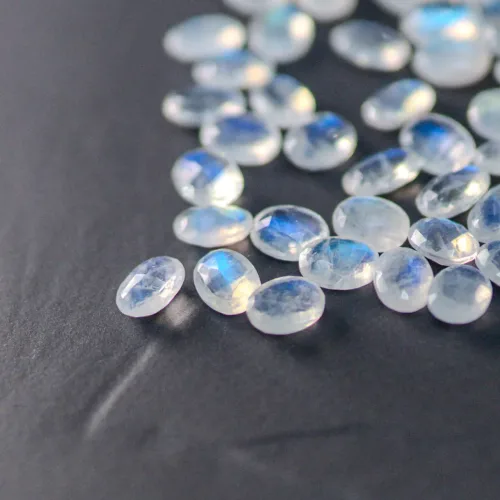 천연 레인보우 문스톤 오벌 양면 로즈컷 8x6mm 월장석