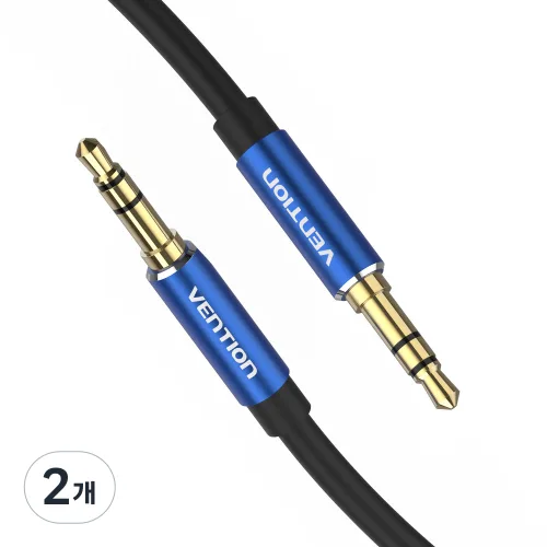 벤션 TRS 3.5mm 스테레오 AUX M to M 오디오 케이블 블루, 1.5m, 2개