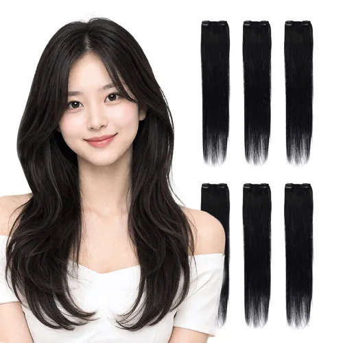 프리티레이디 60cm 인모 똑딱이 헤어피스 2핀 6피스 붙임 가발, #2, 1개