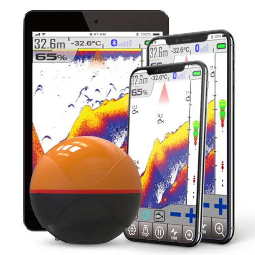 Erchang F68 무선 어군 탐지기 깊이 에코 사운 더 듀얼 주파수 소나 알람 변환기 Fishfinder IOS 및 Android GPS 포함