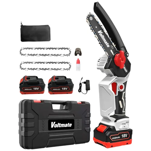 국내발송 VoltMate 대한민국의 브랜드 21V BLDC 무브러시 모터 6인치 고성능 무선 리튬 배터리 전동 톱 고출력 충전식 무선 전기톱 4000mAh 이중 배터리 세트, 1세트