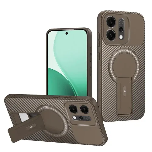 럭셔리 마그네틱 카본 스탠드 케이스 OPPO A5X Reno 12 Realme Pro C75 무선 충전 폰 백 커버
