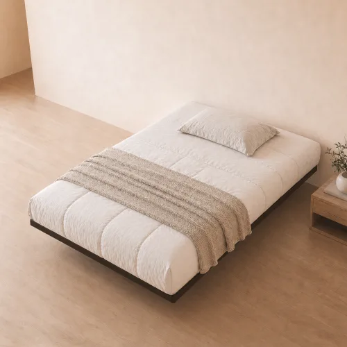 HOMEY NEST 모던 심플 플로팅 침대 프레임 견고한 철제 저상형 무음인 수납침대 SS/Q FBF, 블랙