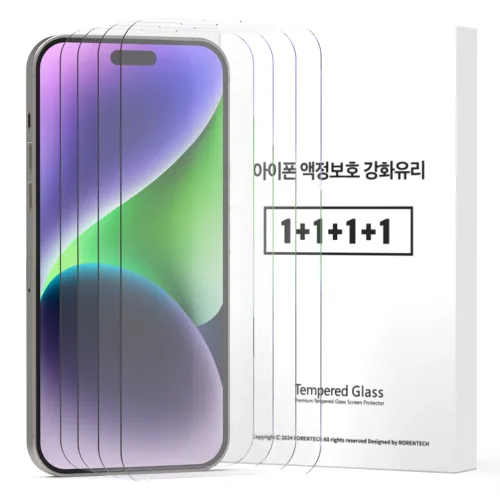 로랜텍 고화질 9H 강화유리 휴대폰 액정보호필름 4p 세트, 1세트