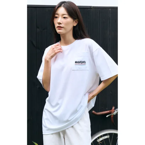 MAXUXU 프린팅 포켓 수피마 코튼 티셔츠