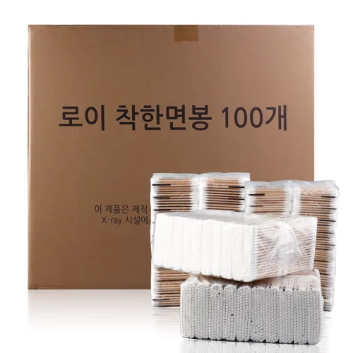 고급 면봉 1박스 50000개 사우나 목욕 업소용 귀이개, 100개입, 500개