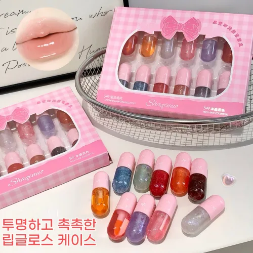 투명하고 촉촉한 립글로스 세트 미니 메이크업 세트  학생용 화장품