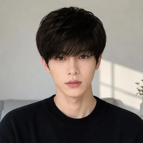 지비킹 100% 인모 남자통가발 항암가발 W1, 1개, 브라운