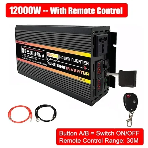12000W 10000W 순수 사인파 전원 인버터 LED 디스플레이 변압기 12V 24V 48V 60V 220V 전압 변환기
