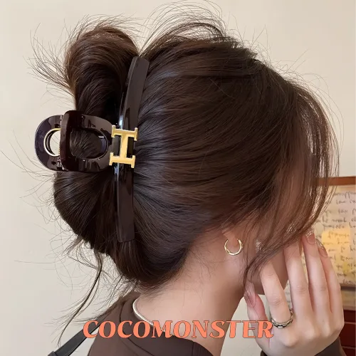 COCOMONSTER 프리미엄 대형 올림머리 헤어 집게핀 고급 반머리 헤어핀 13cm
