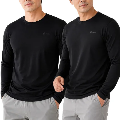 엔케이아울렛 [1+1]B-웰파냉감실크라운드 여름 남성 시원한 아이스 등산복 일상복 작업복 빅사이즈 단체 긴팔 티셔츠