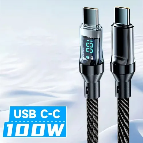 120W USB 타입 C 케이블 초고속 충전 케이블 LED 디스플레이 포함 100W PD 타입-C 데이터 코드 범용 USB 충전용 C