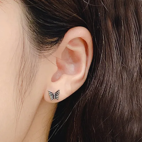 젤루나 절루나 여성용 전체써지컬 나비 플랫 심플 엔틱 아웃컨츠 스터드 레이어드 바벨 볼 귀 피어싱 1.2mm P 830