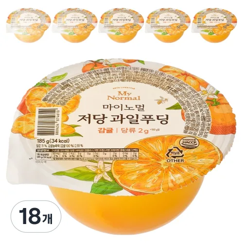 마이노멀 저당 과일푸딩 감귤, 185g, 18개