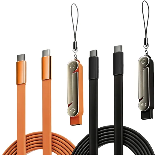 2in1 거치대형 C타입 C to C 150cm 240W 초고속충전 케이블 세트, 2개, 블랙+오렌지