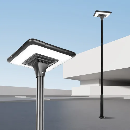 태양광 가로등 헤드 정원등 태양열 LED 조명 전등 아파트 마당 조경 공원등 스퀘어 기둥 4M, 매트 블랙