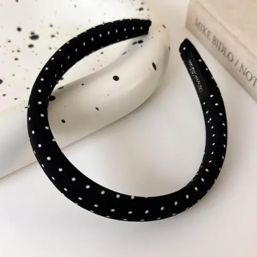 레트로 새틴 폴카 도트 스폰지 머리띠 여성용  템퍼러먼트 헤어 후프 워시 페이스 헤어 밴드 파티 액세서리