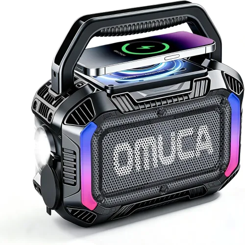OMUCA 스피커 블루투스 무선 40W 휴대용 및 베이스 IPX7 방수 플로팅 가능 20시간 재생 RGB 조명 업무용야외차고용 TWS 지원 대형 스피커S-Black