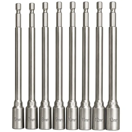 공구PXJ 150mm 롱 육각 소켓 비트 8종 세트 6~13mm 전동드릴 임팩드라이버용 너트 드라이버 비트, 8개