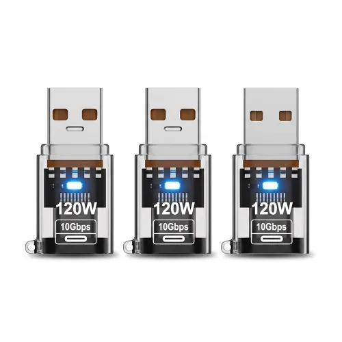 크릿게이밍 투명 C타입 to USB 변환 젠더 120W 고속충전 USB 3.2 Gen2 10Gbps