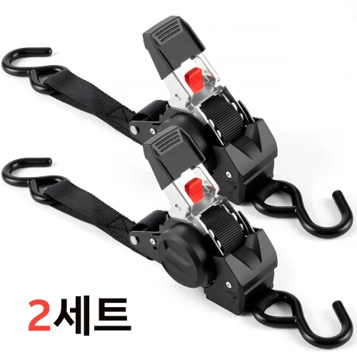 자동 수축 래칫바 25mm*3m 깔깔이바 라쳇스트랩 화물바 고정바 원터치 트럭, 화물, 오토바이용 중하중 자동 수축식 고정 스트랩 파단 강도 750kg, 2개