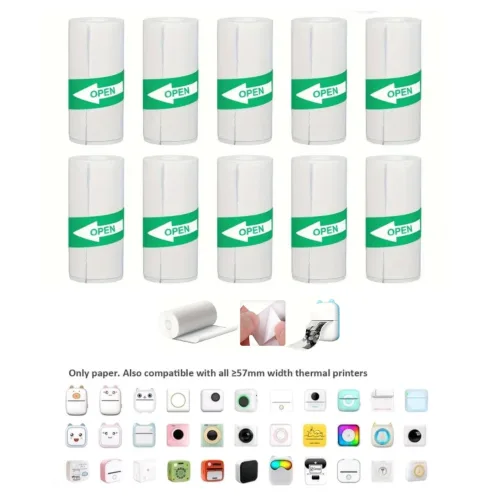 미니 프린터 용지 57*25mm x 10개 접착 감열라벨 스티커,1개
