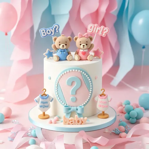 트렌디한 베이킹 케이크 장식 귀여운 곰 플러그인 핑크 블루 데님 오버올 생일 축하