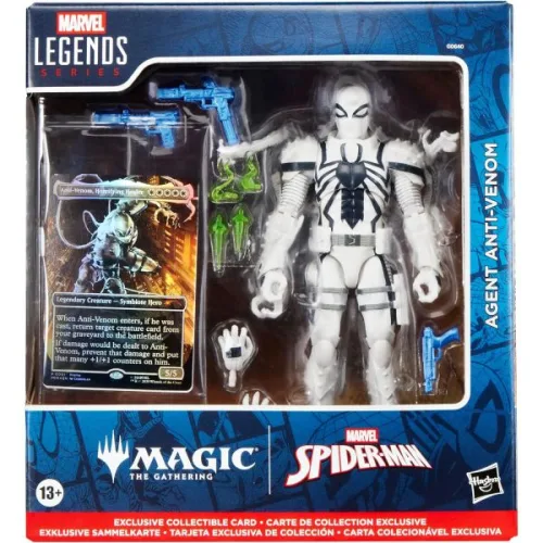 마블 레전드 시리즈 매직: 더 개더링 에이전트 안티 베놈, 15.2cm(6인치) Spider-Man 액션 피규어 장난감 및 독점 포일 수집용 카드 게임 트레이딩