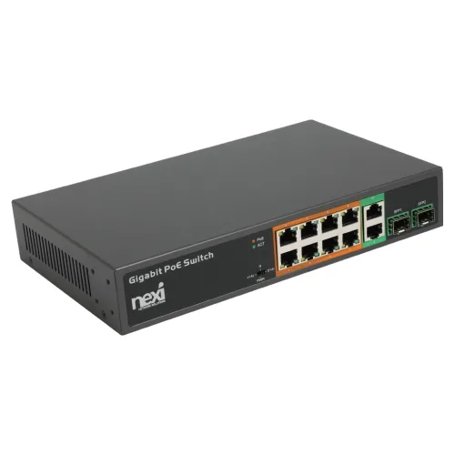넥시 8 + 2 + 2SFP 포트 기가비트 POE 스위치 NX1237 스위칭허브, NX-POE1008G-V2, 1개