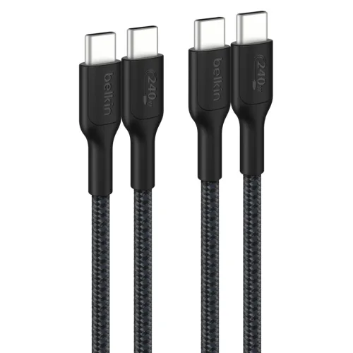 벨킨 C타입-C타입 240W 브레이디드 고속 충전 케이블 CAB025fq2MBK2PK, 블랙, 2개, 2m