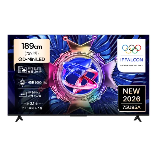 아이팔콘 4K QD Mini LED TV, 75U95A, 방문설치, 벽걸이형, 189cm(75인치)