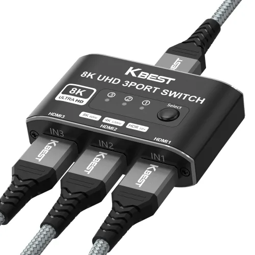 Premium 8K HDMI 2.1 선택기 스위치 셀렉터 3:1, 1개